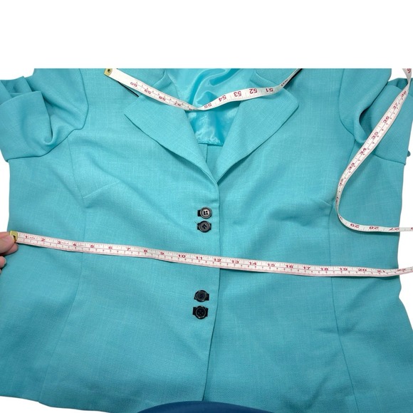 Studio I 18W Teal Blazer Jacket Short Sleeve Business Church Grandma Mom Core - Picture 7 of 10